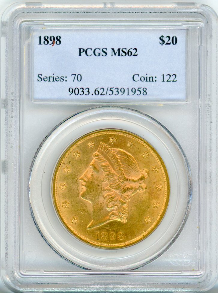 1898 G$20 PCGS MS62
