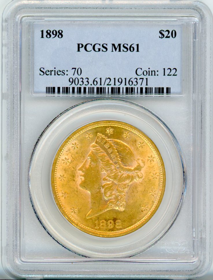 1898 G$20 PCGS MS61