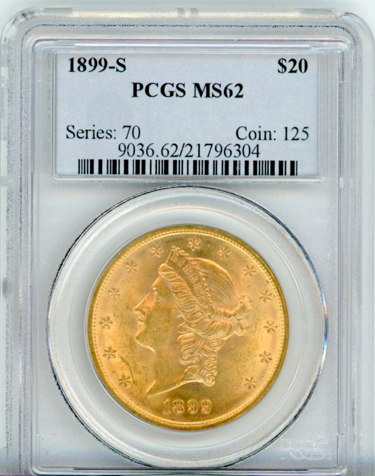 1899-S G$20 PCGS MS62