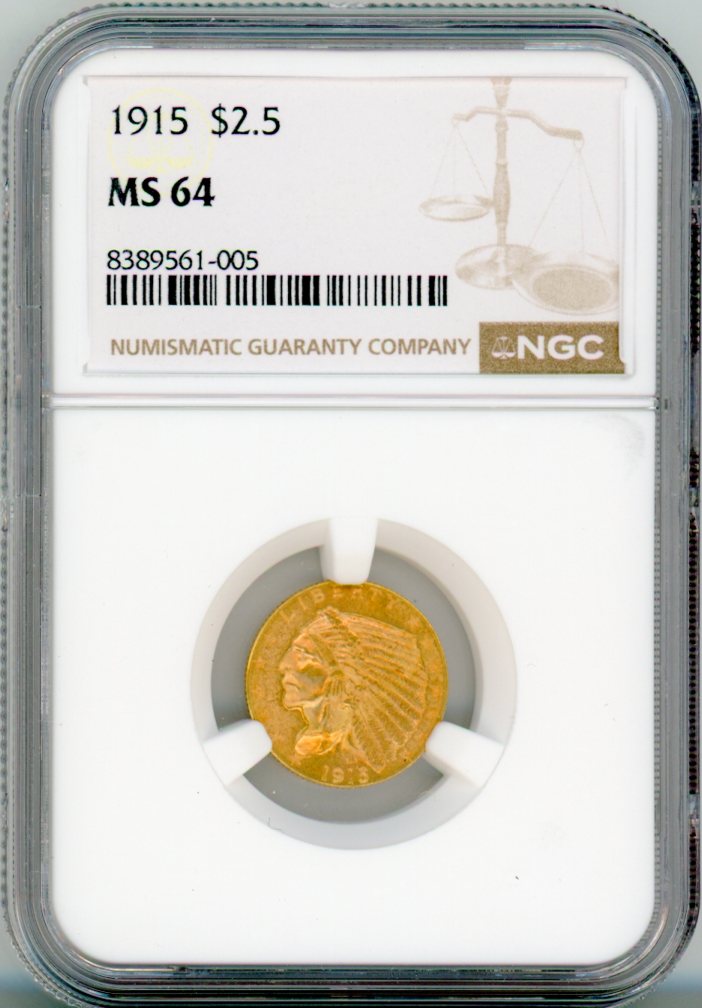 1915 G$2.5 NGC MS64