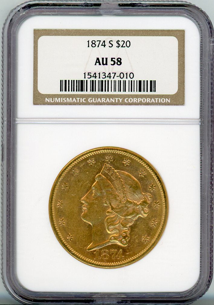 1874-S G$20 NGC AU58