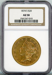 1874-S G$20 NGC AU58