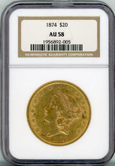 1874 G$20 NGC AU58