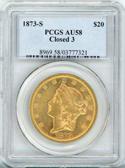 1873-S CLOSED 3 G$20 PCGS AU58