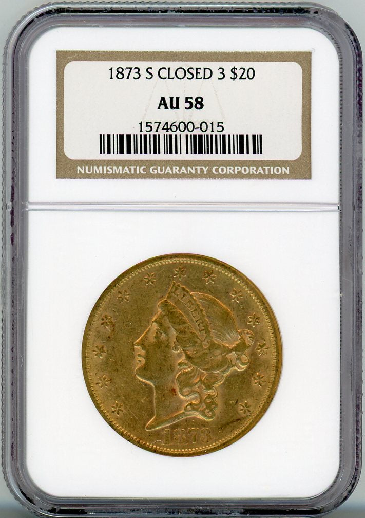 1873-S CLOSED 3 G$20 NGC AU58