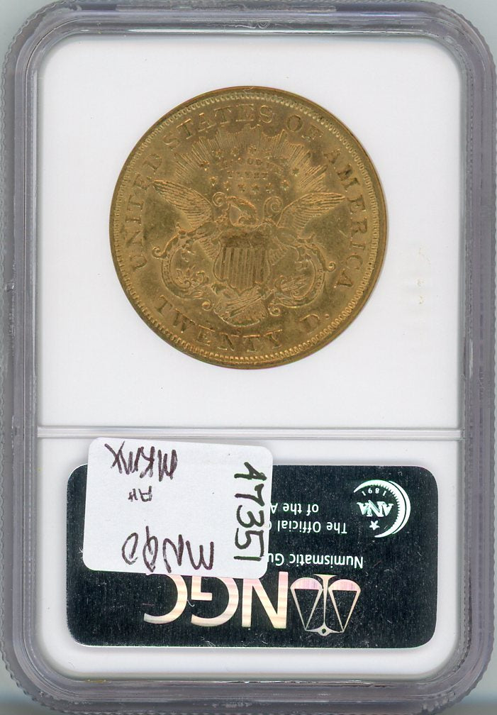 1873-S CLOSED 3 G$20 NGC AU58