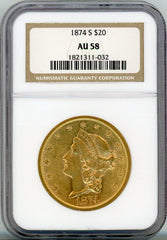 1874-S G$20 NGC AU58