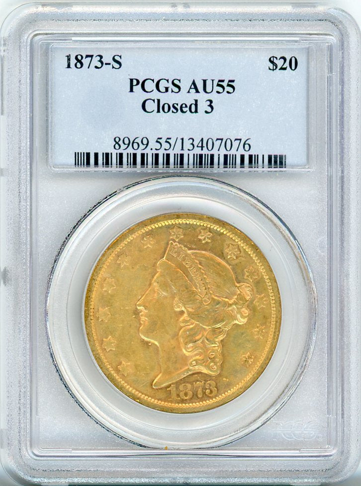 1873-S CLOSED 3 G$20 PCGS AU55