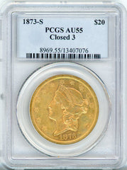 1873-S CLOSED 3 G$20 PCGS AU55