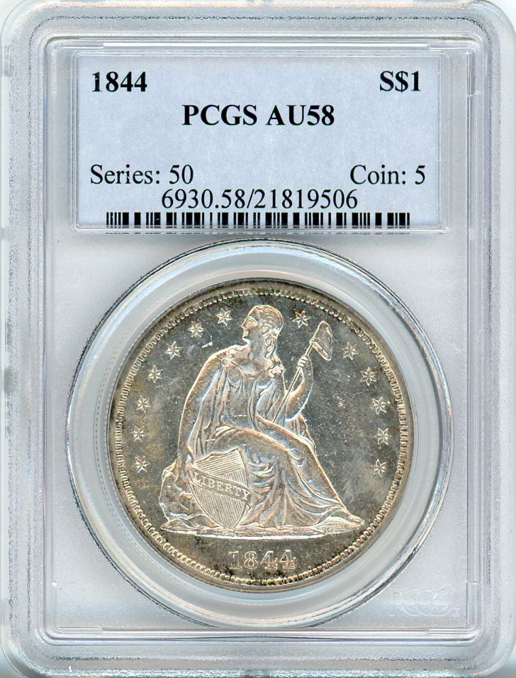 1844 S$1 PCGS AU58