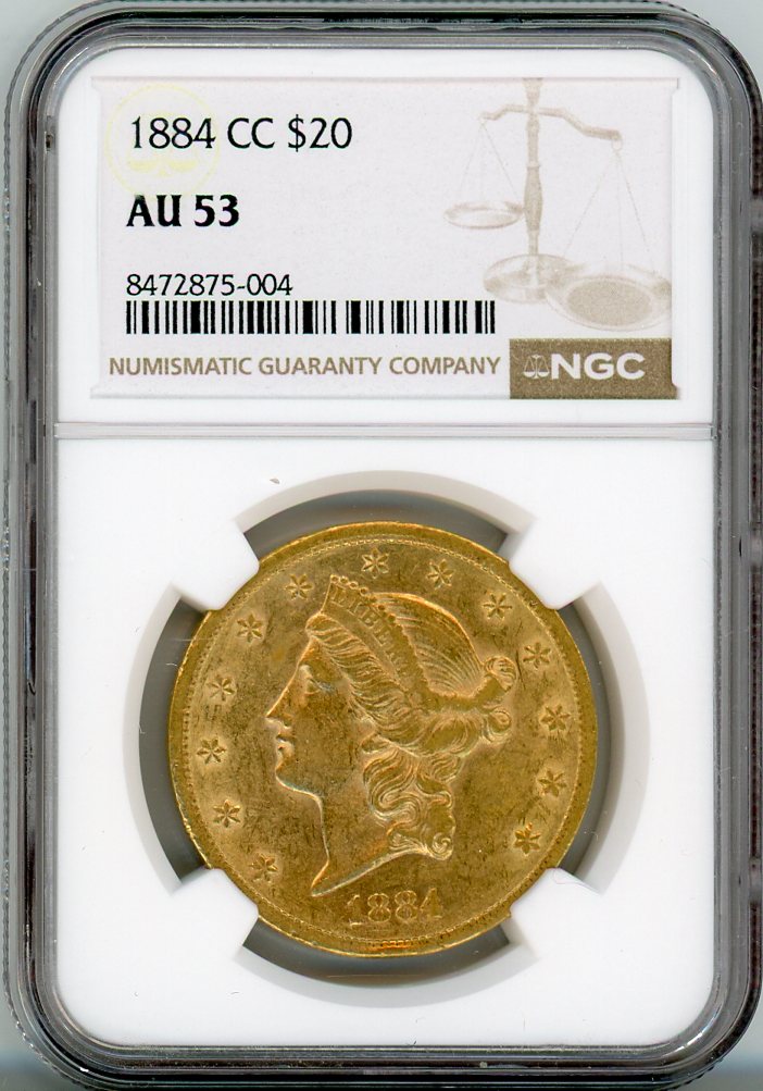 1884-CC G$20 NGC AU53