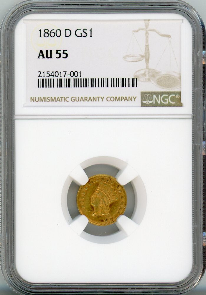 1860-D G$1 NGC AU55