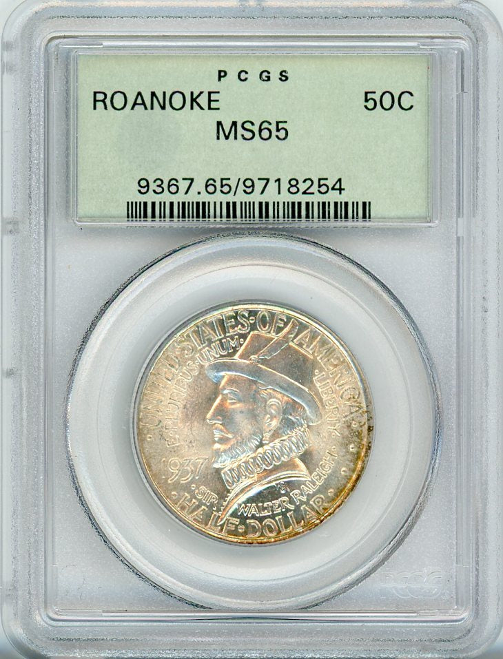 1937 50C ROANOKE PCGS MS65