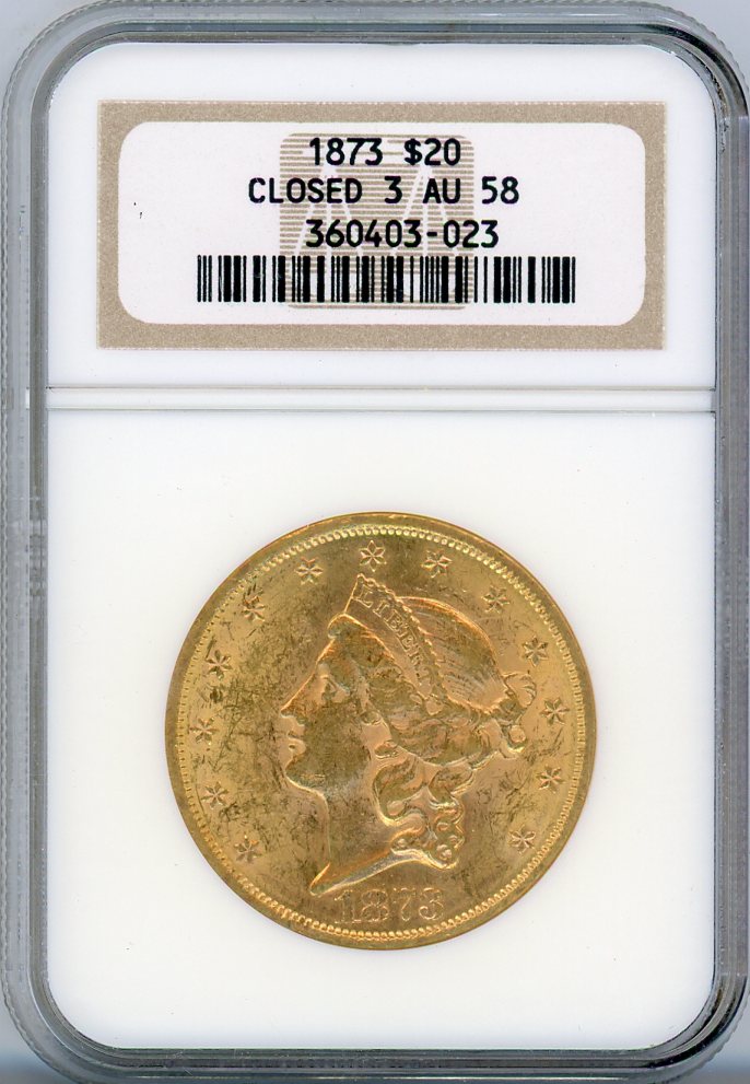 1873 G$20 CLOSED 3 NGC AU58