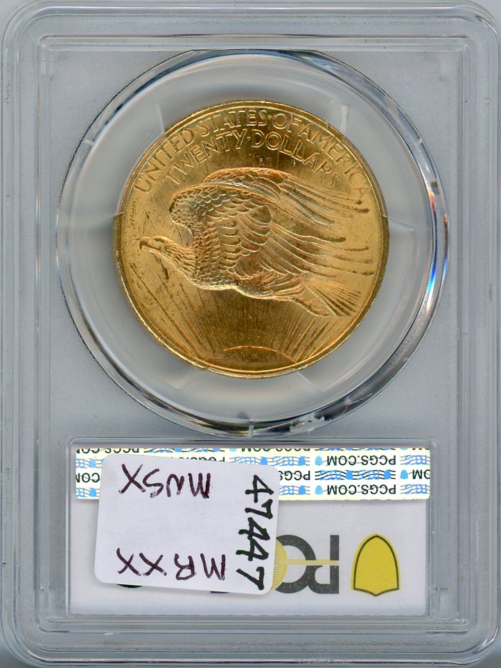 1908 G$20 NO MOTTO PCGS MS64