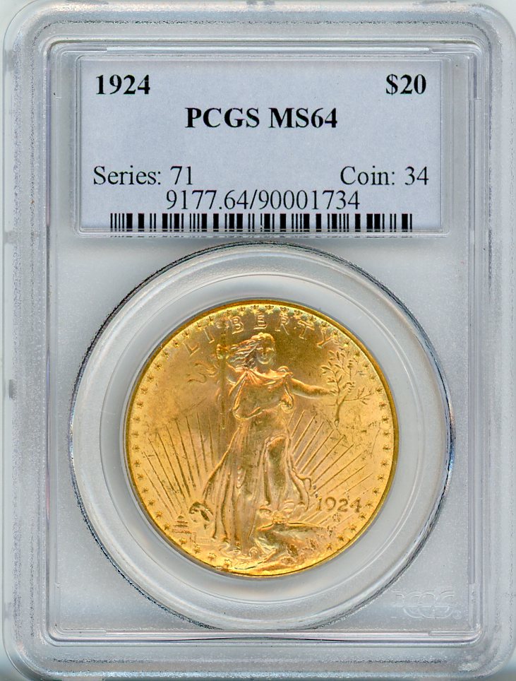 1924 G$20 PCGS MS64