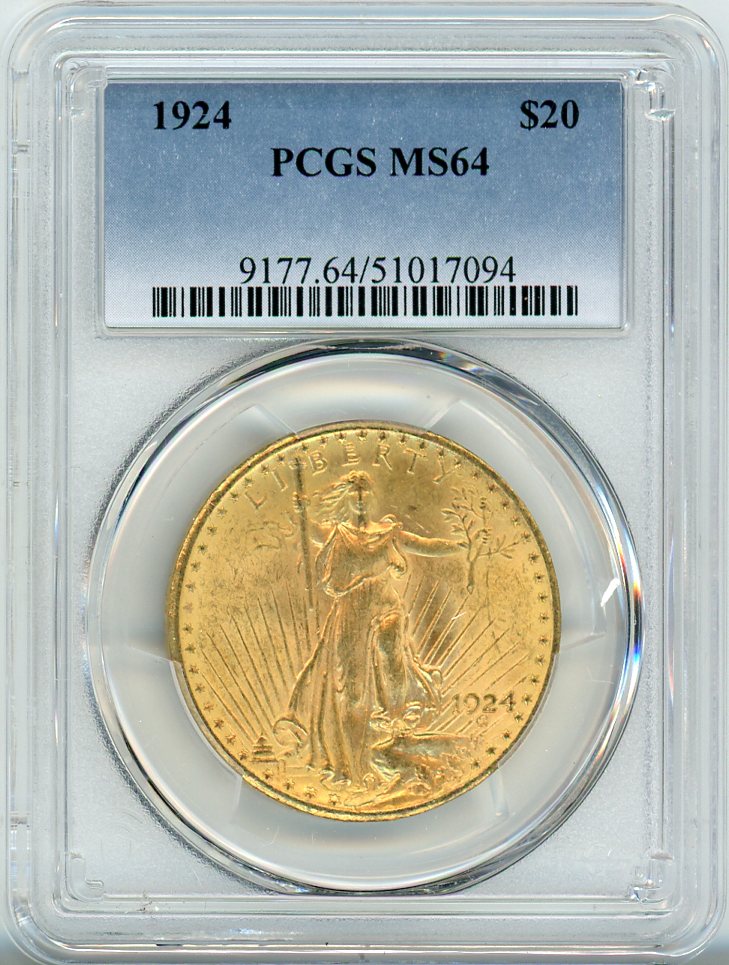 1924 G$20 PCGS MS64