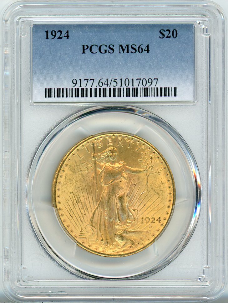 1924 G$20 PCGS MS64