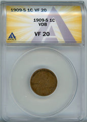 1909-S VDB 1C ANACS VF20