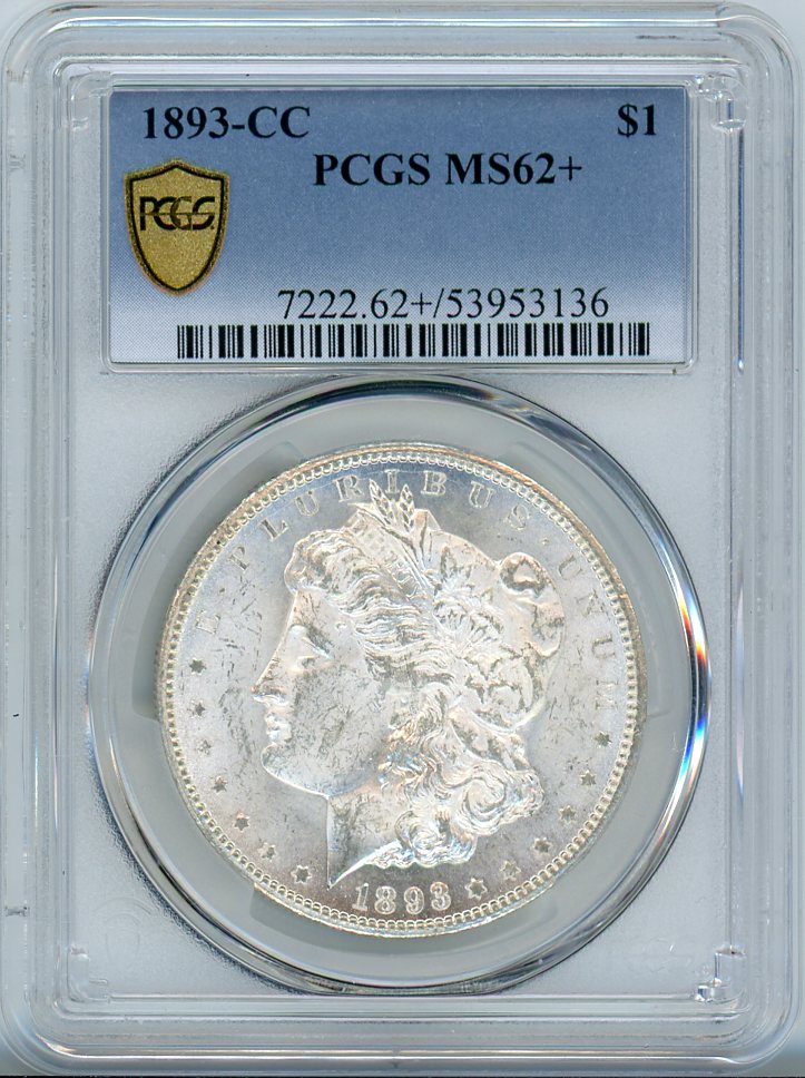 1893-CC $1 PCGS MS62+