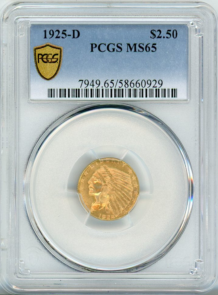 1925-D G$2.5 PCGS MS65