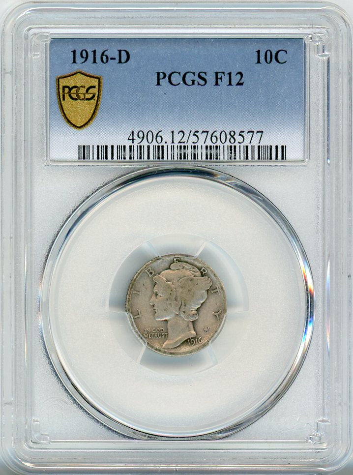 1916-D 10C PCGS F12
