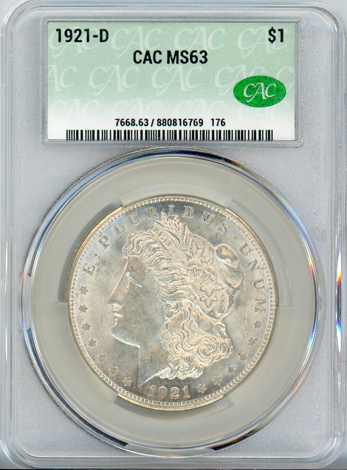 1921-D S$1 CAC MS63
