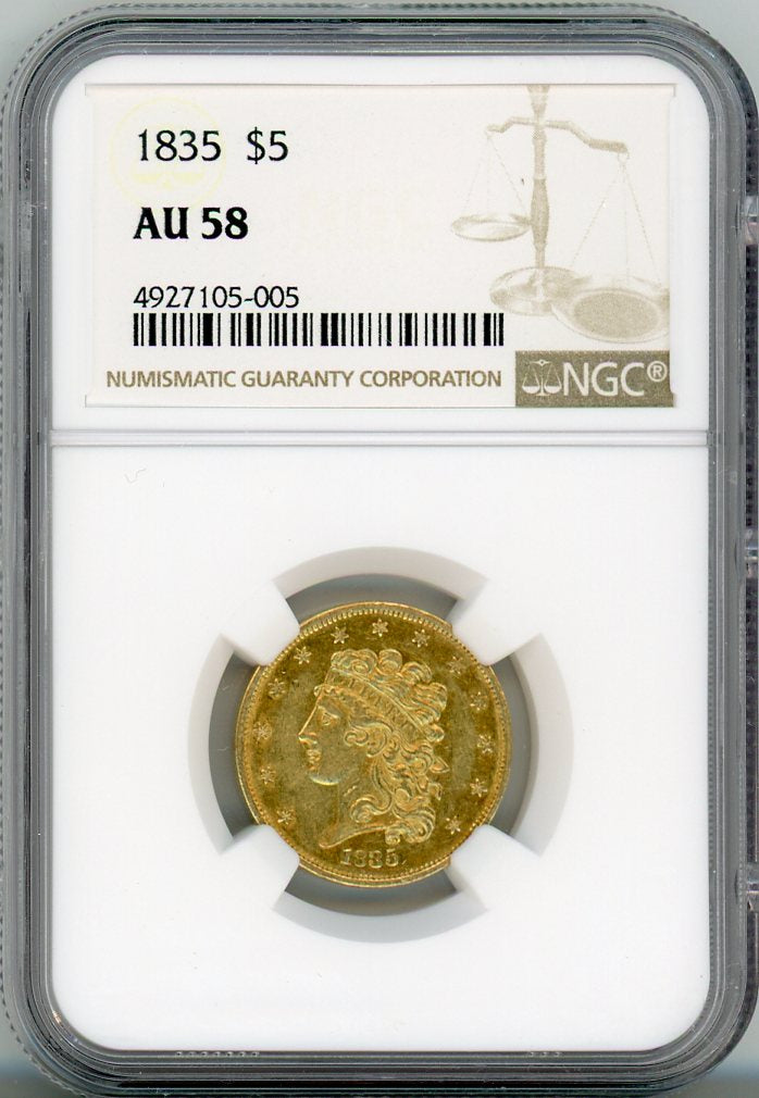 1835 G$5 NGC AU58