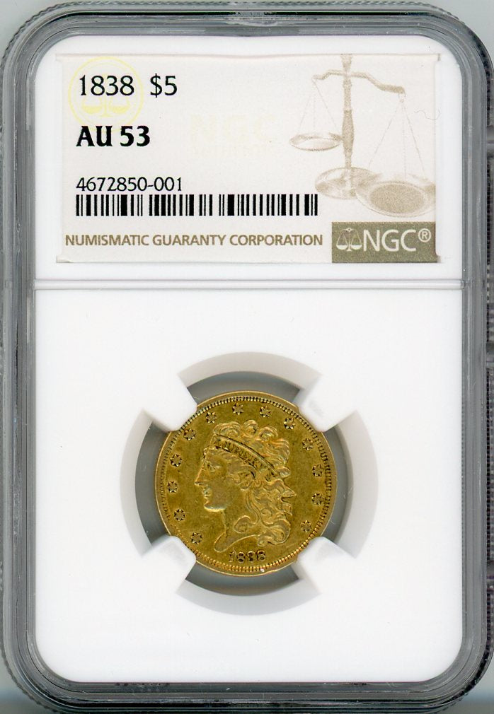1838 G$5 NGC AU53