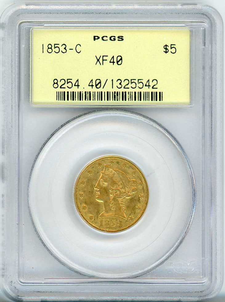 1853-C G$5 PCGS XF40 OGH