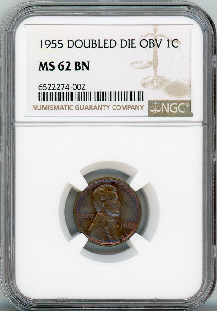 1955 DOUBLE DIE OBV 1C NGC MS62BN