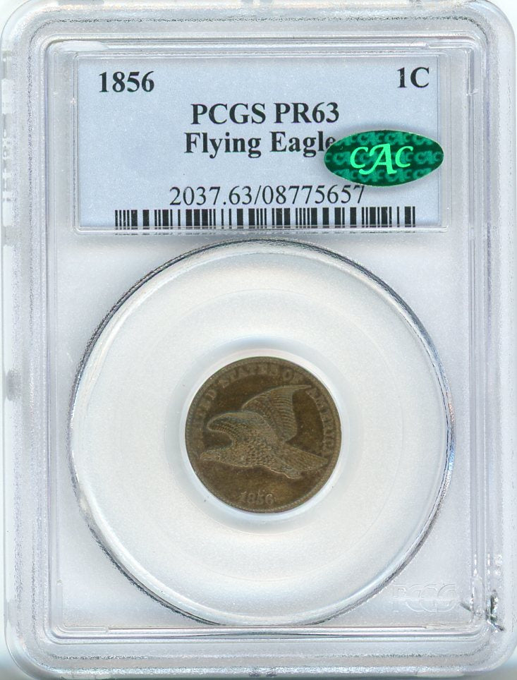 1856 FLYING EAGLE 1C PCGS PR63 CAC
