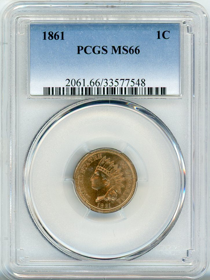 1861 1C PCGS MS66