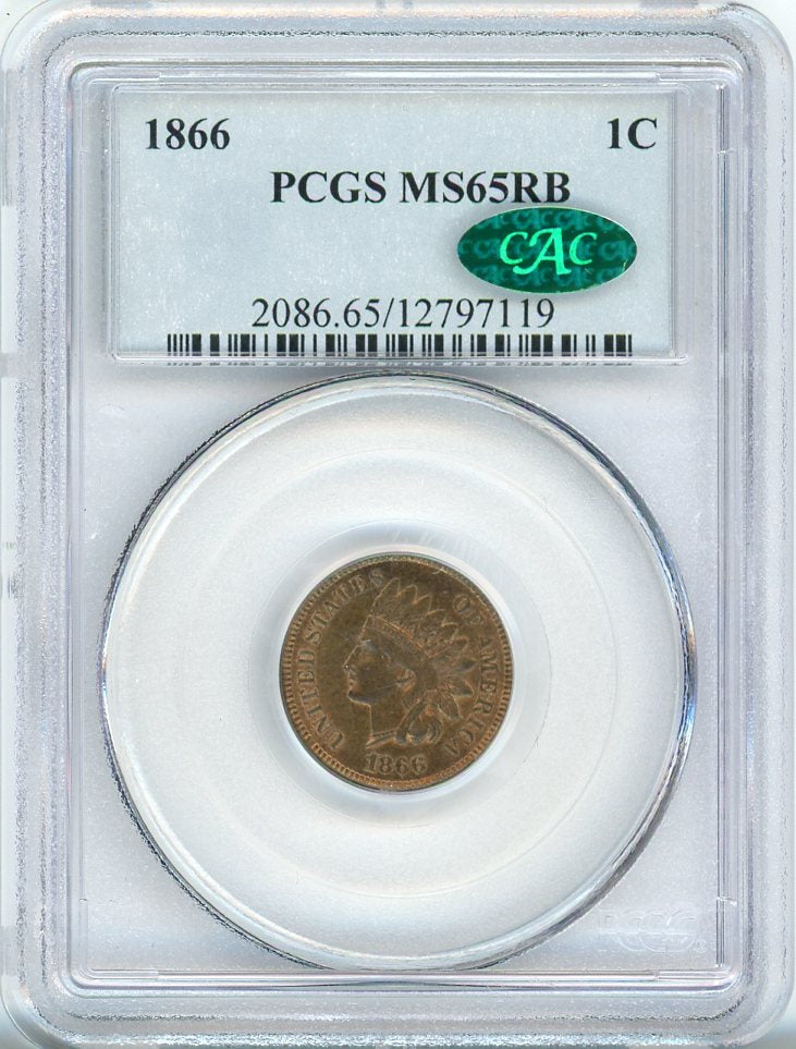 1866 1C PCGS MS65RB CAC