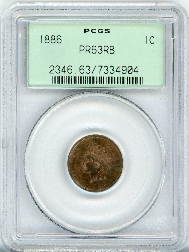 1886 1C PCGS PR63RB, OGH