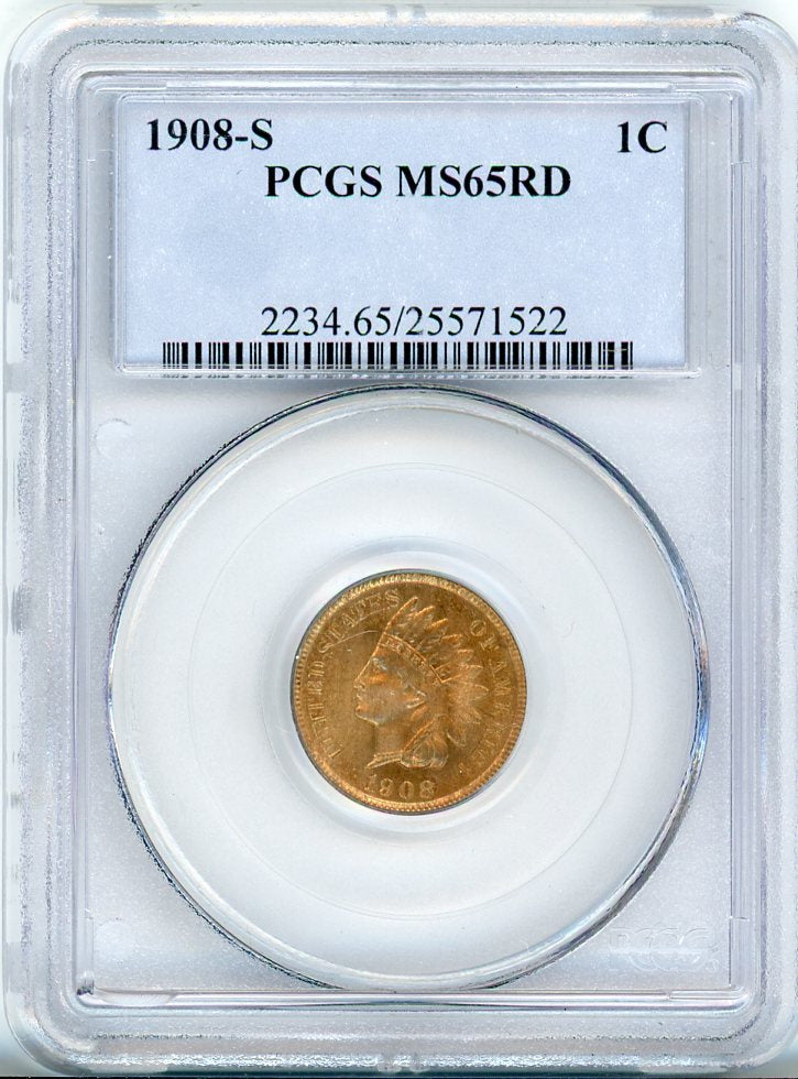 1908-S 1C PCGS MS65RD