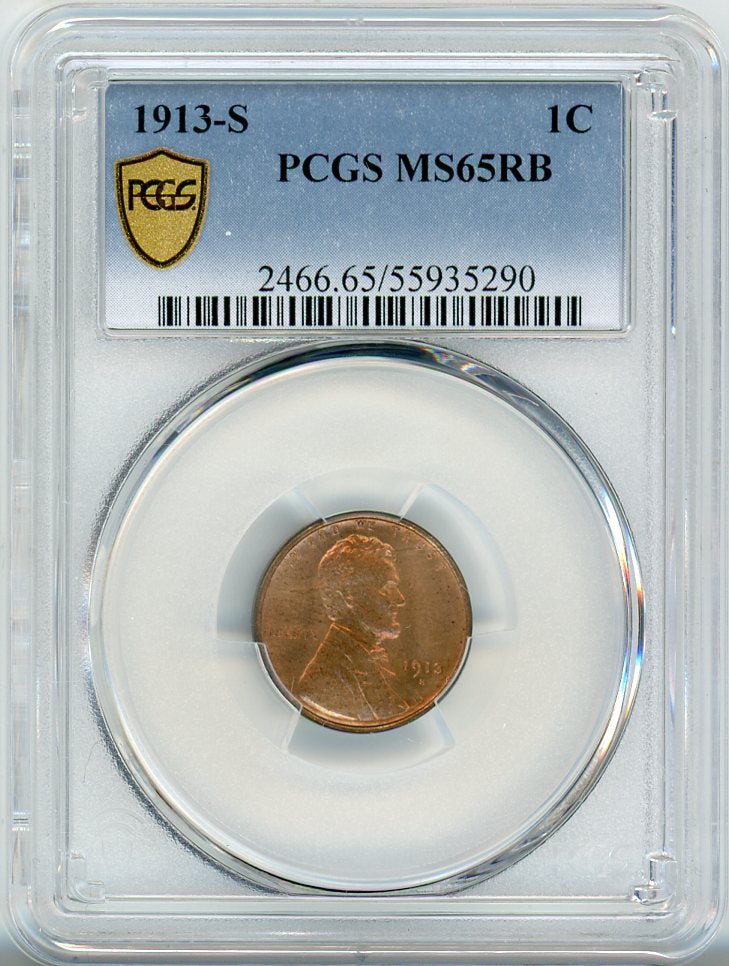 1913-S 1C PCGS MS65RB