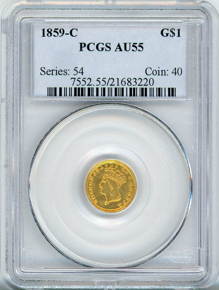 1859-C G$1 PCGS AU55