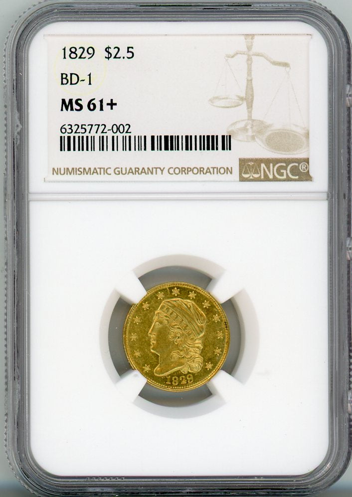 1829 G$2.5 BD-1 NGC MS61+