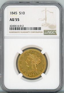 1845 G$10 NGC AU55